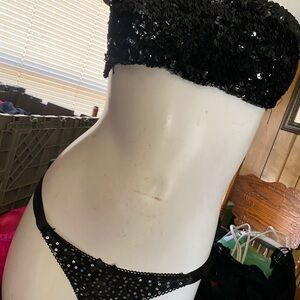 Sequin Black Bandeau and Panty Set